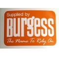 Supplied by Burgess - oblong sticker