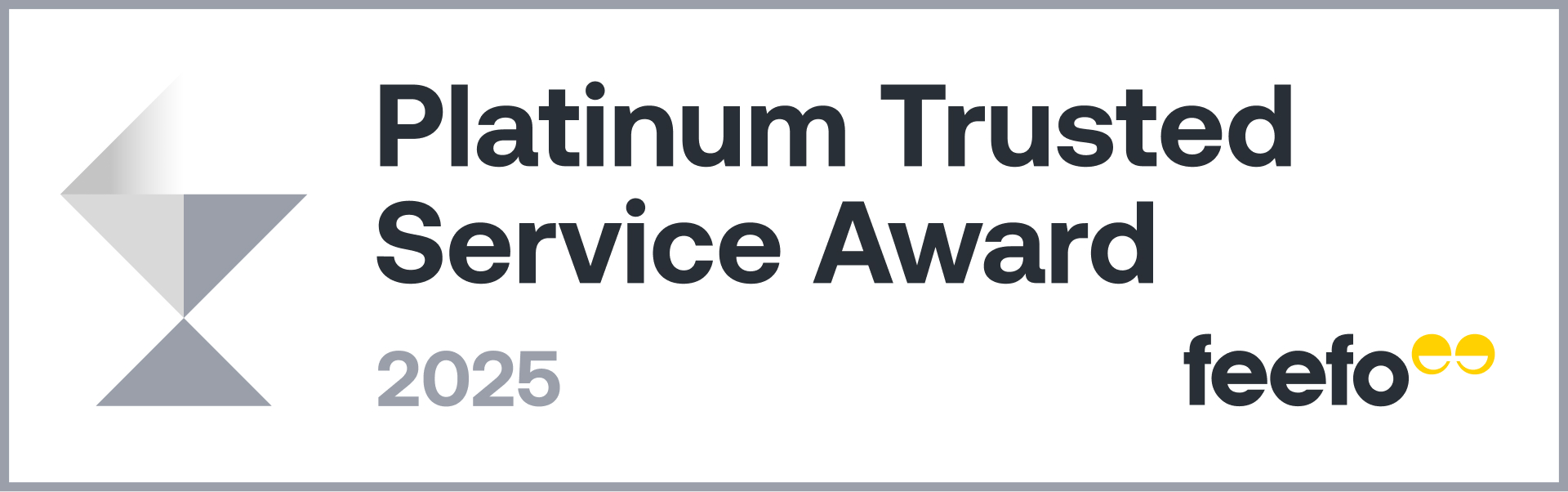 Feefo Platinum award for exceptional customer services 2025